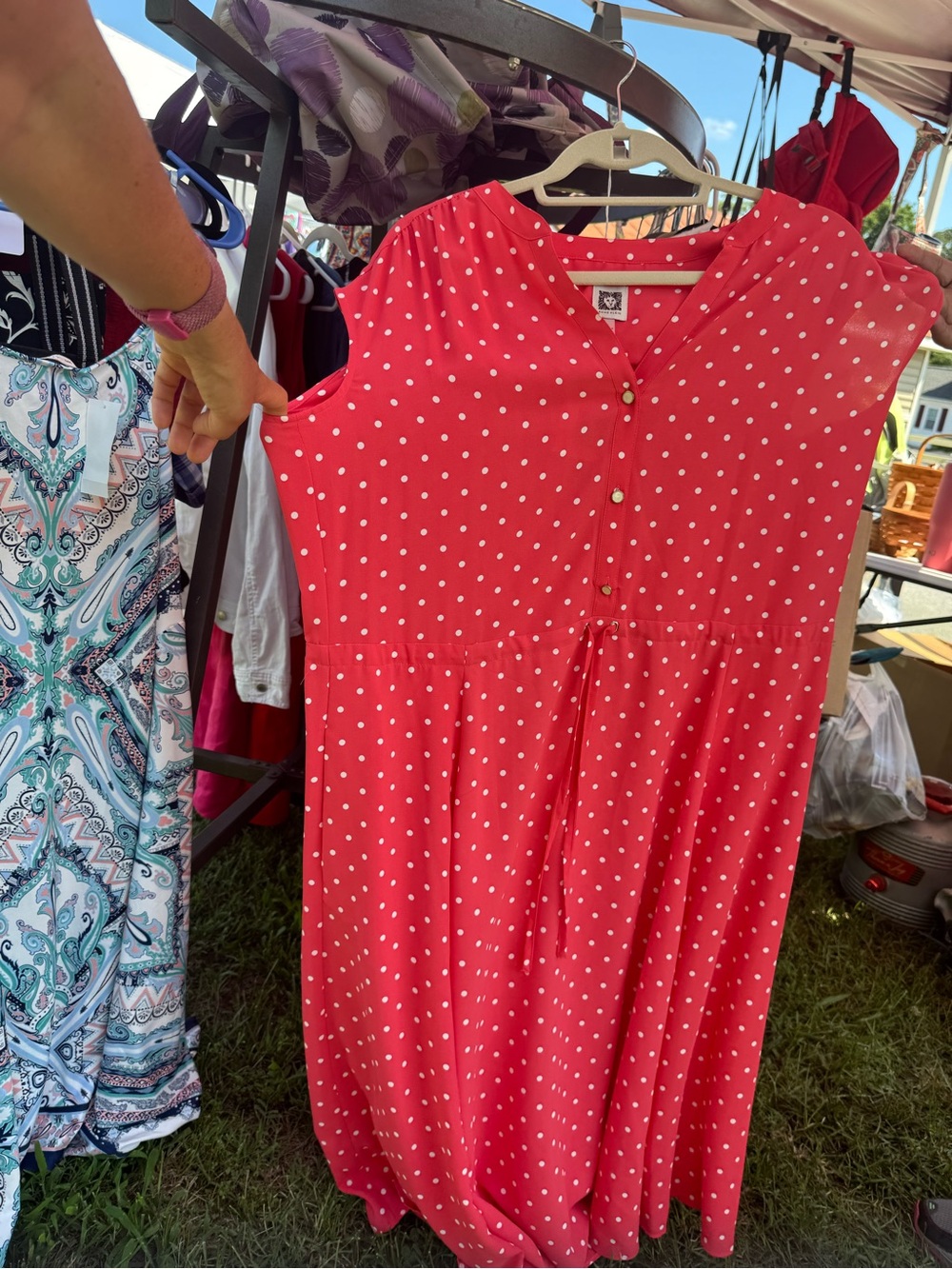 Anne Klein Red Dress with White Polka Dots